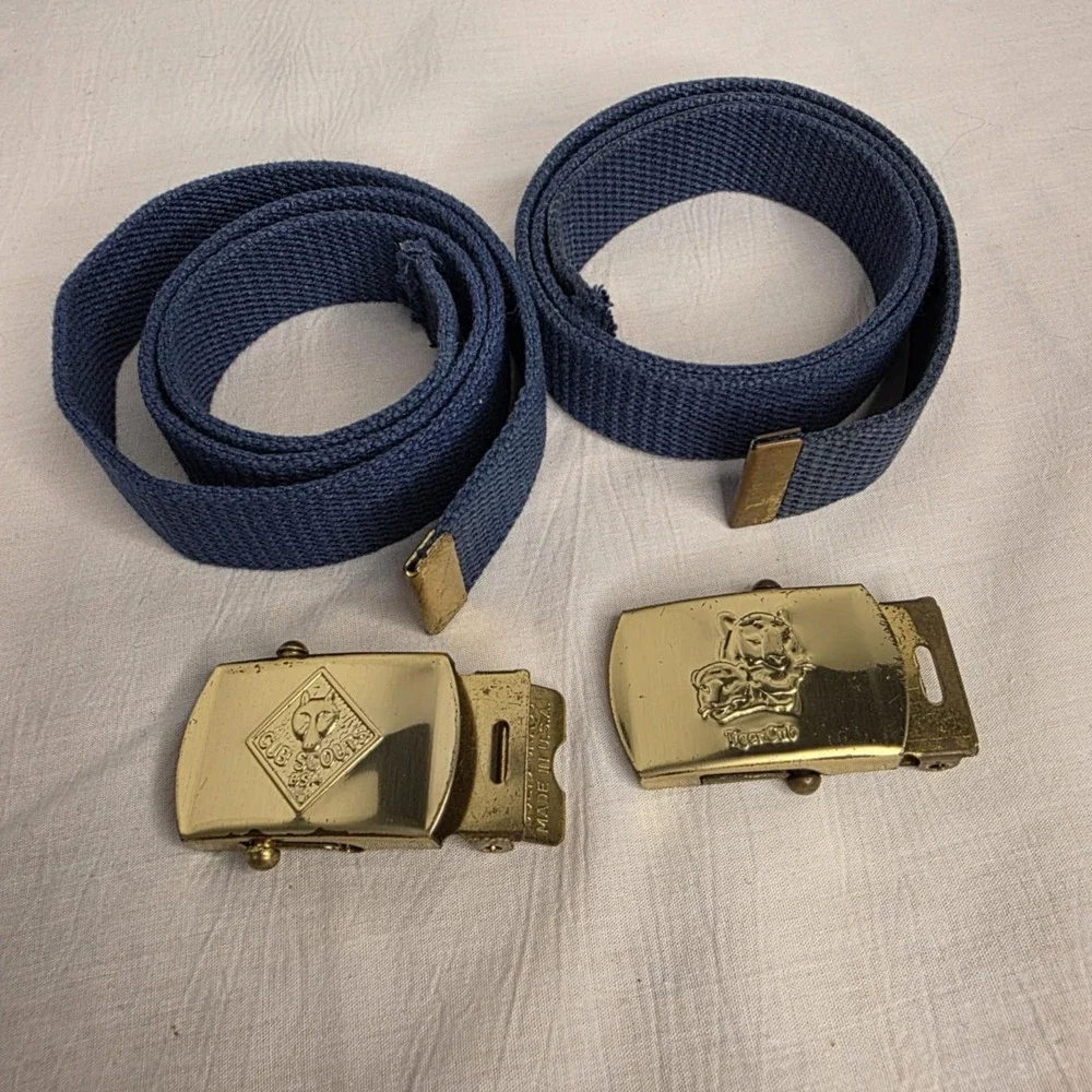 Vintage Cub Scouts BSA Tiger Cubs Belts & Metal Activity Badge Loops Lot of 40+
